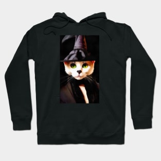 White cat in witch hat Hoodie